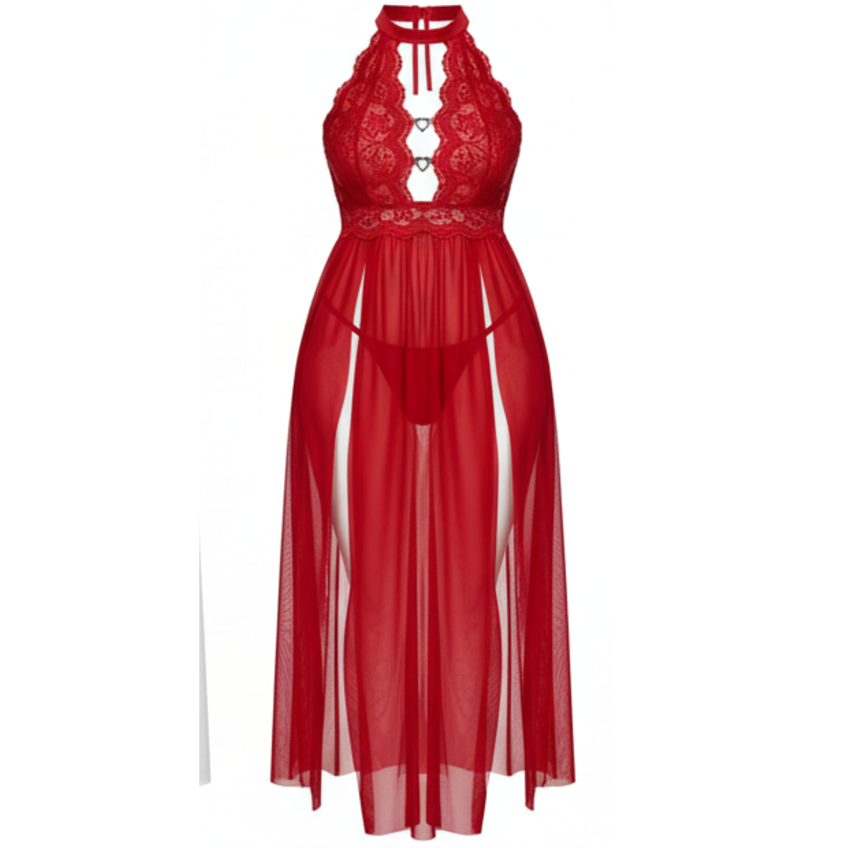 Veluna – Floor Length Lace Nightgown with Heart Details