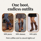 Denara - Denim and Leather Mid-Calf Riding Boots