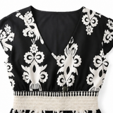 Osyrel – Women's Damask Print Midi Dress with V-Neck