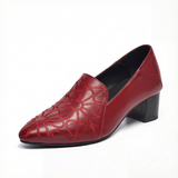 Floressa - Women's embroidered leather pumps with cushioned heel