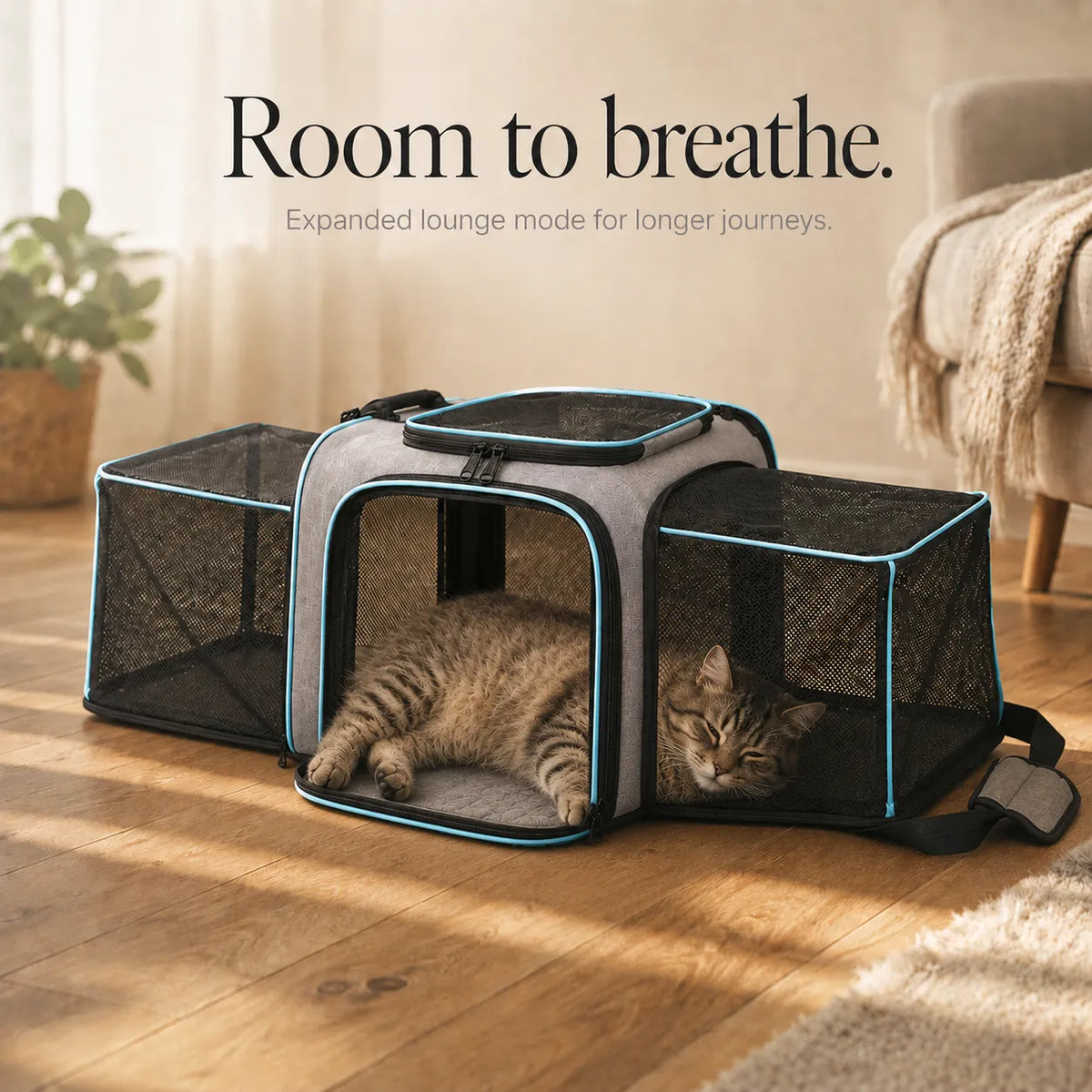 Nestly – Expandable Cat Carrier with Mesh-like Lounge Sides for Travel