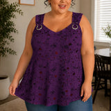 Wearlora – Plus Size Floral Swing Tank Top with O-Ring Straps