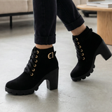 Strovia - Chunky Heel Ankle Boots with Fur Lining