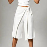 Solene – High-Waisted Wide-Leg Tie-Front Culottes for Women