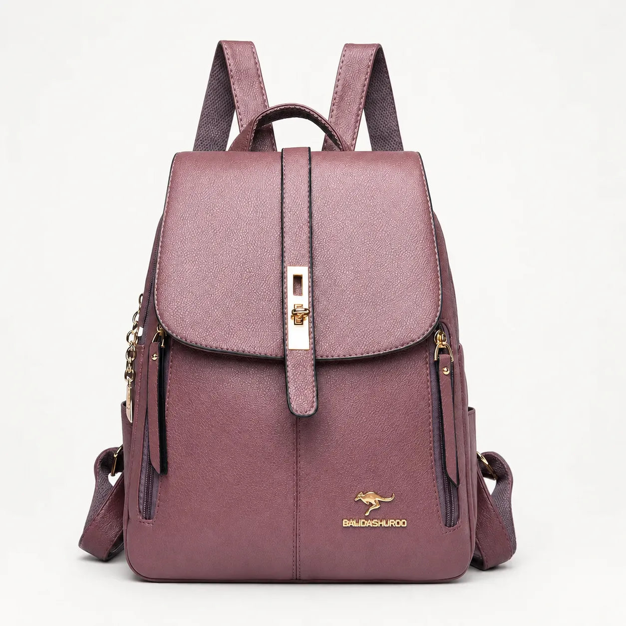 Marabella – Backpack with Twist-Lock Flap and Rose-Gold Hardware