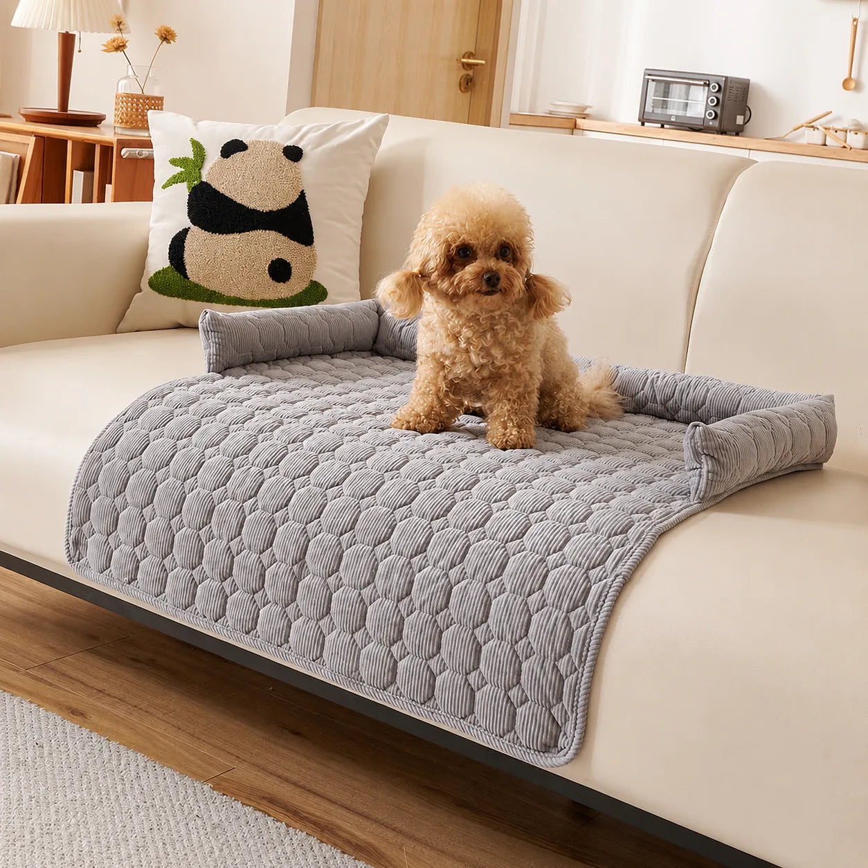 Pawvella – Bolstered Pet Couch Bed with Cooling Top, Non-Slip Sofa Protector