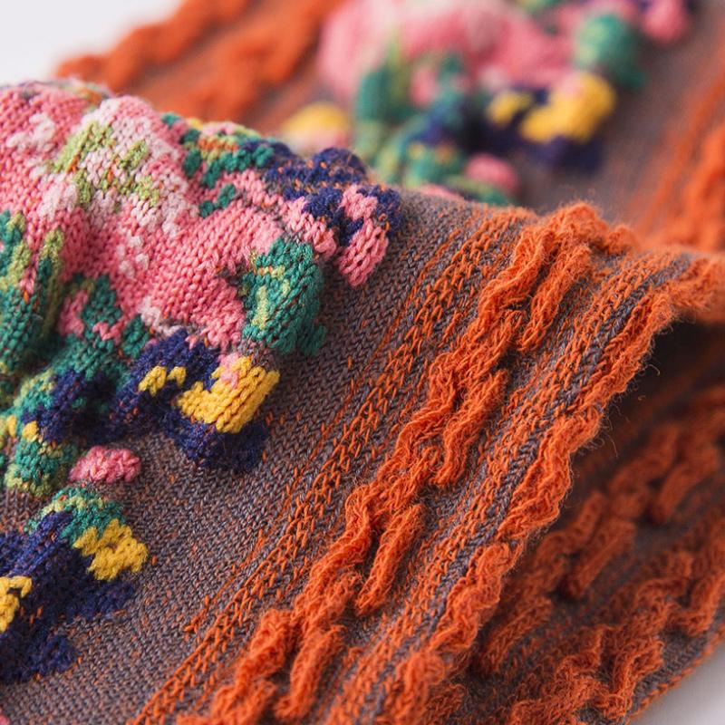 Sorellea - Women's Vintage Floral Embroidered Socks