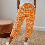 Sunavea – Women's Gingham Drawstring Capri Pants for Summer