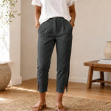Lunessa – Button-Hem Cropped Cotton Pants