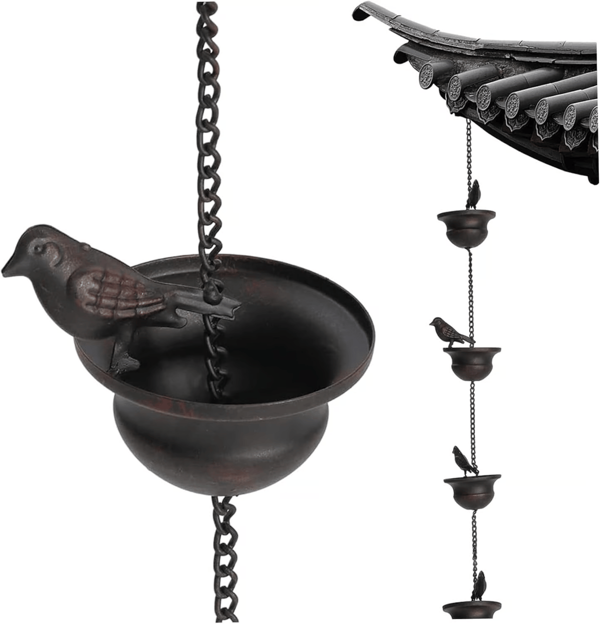 RainPerch – Bird Rain Chain for Garden Charm