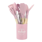 Culinara – 12 Piece Silicone Kitchen Set with Wooden Handles