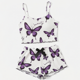 Lunavia – Women's Butterfly Print Ribbed Pajama Set