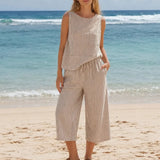 Solenne – Striped Wide Leg Two Piece Summer Set for Women