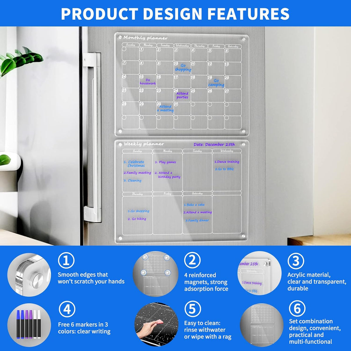 Planiva – Clear Acrylic Fridge Planner