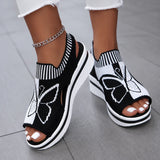 Sockela – Butterfly Knit Platform Peep Toe Sandals for Women