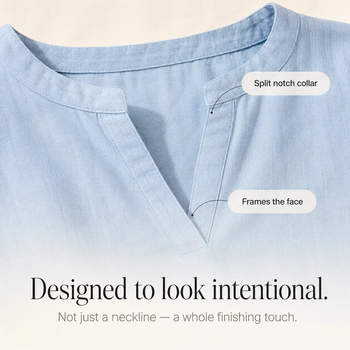 Linora – Notch V-Neck Short Sleeve Curved-Hem Tunic Blouse for Women