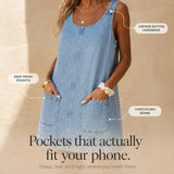 Sundrae – Lightweight Denim Pinafore Dress with Front Pockets