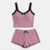 Lunavia – Women's Ribbed Knit Cami & Shorts Pajama Set