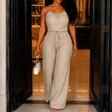 Soraya – Halter Wide-Leg Drawstring Jumpsuit, Summer Denim-Look