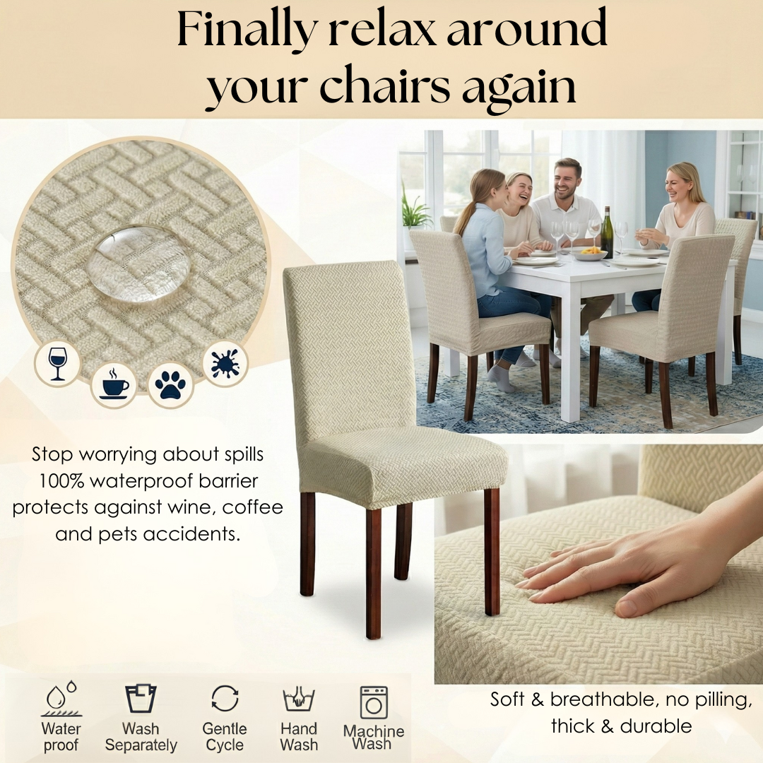 AquaVeil – Waterproof Stretch Chair Cover, Set of 2/4/6