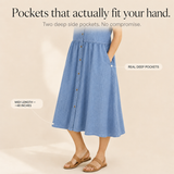 Everly – Shirt Dress with Pockets A-Line Midi Button Front