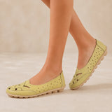 Wearbella – Perforated Woven Low-Cut Flat Loafers