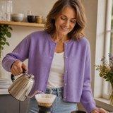 Wearbella – Cropped Brushed-Knit Button-Front Cardigan