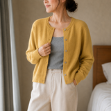 Wearbella – Cropped Brushed-Knit Button-Front Cardigan