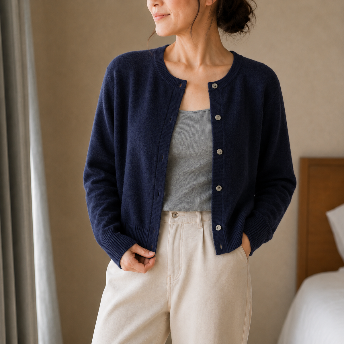 Wearbella – Cropped Brushed-Knit Button-Front Cardigan