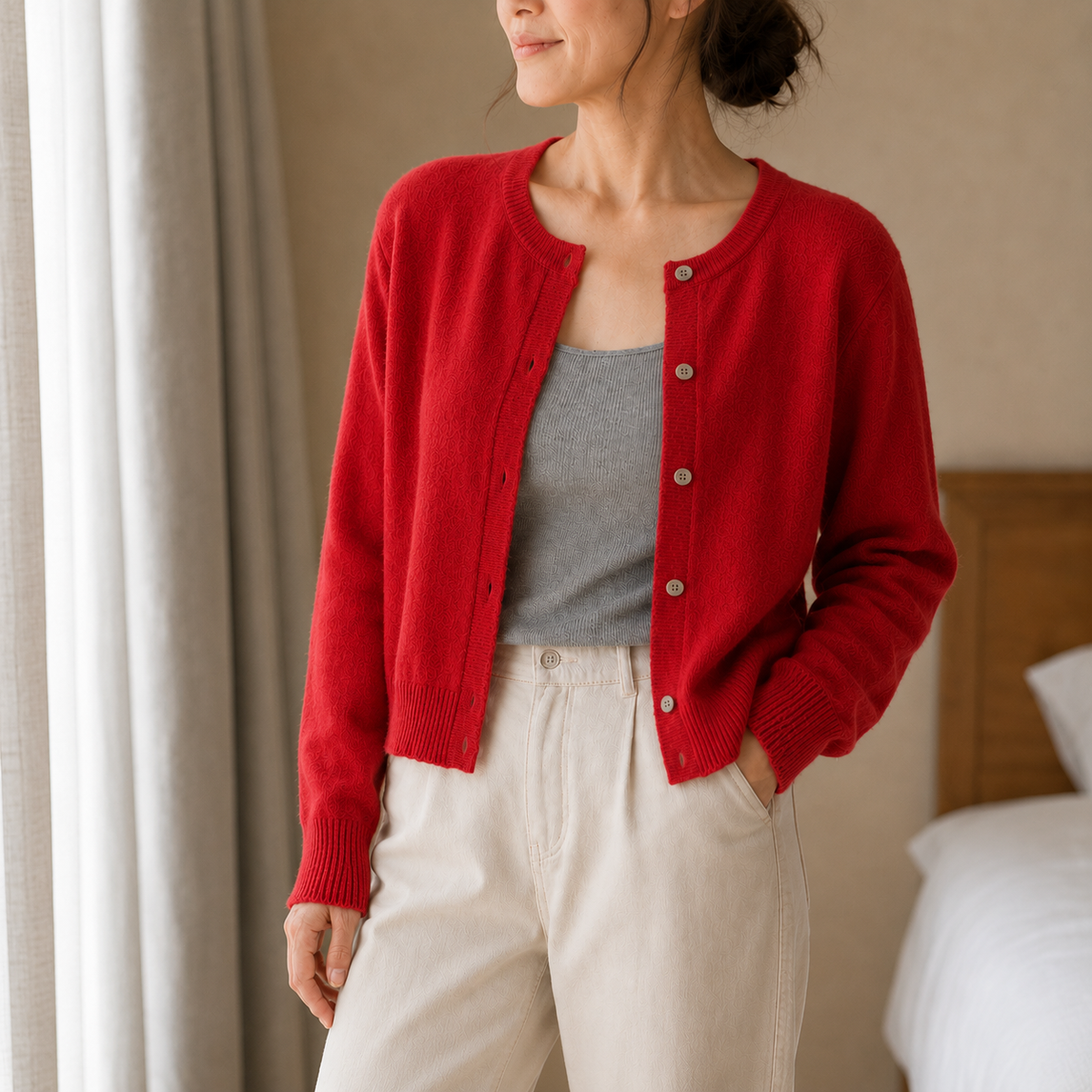 Wearbella – Cropped Brushed-Knit Button-Front Cardigan