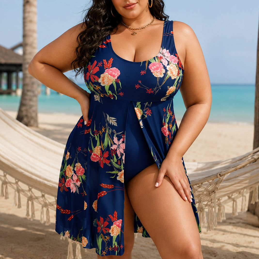 Wearbella – Tummy Control Swim Dress With A-Line Skirt