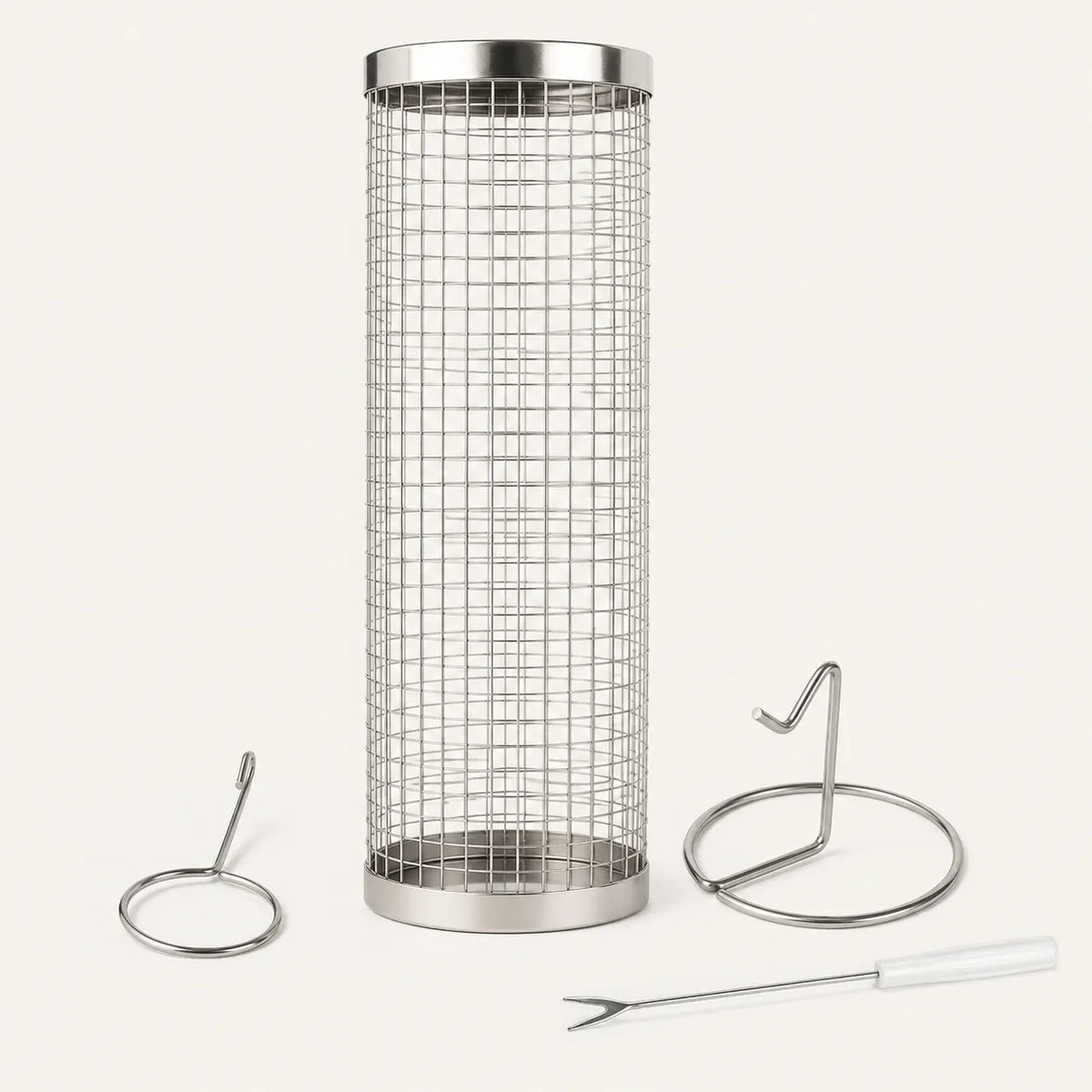 Rollwell – Rolling Stainless Mesh Grill Basket with Hook