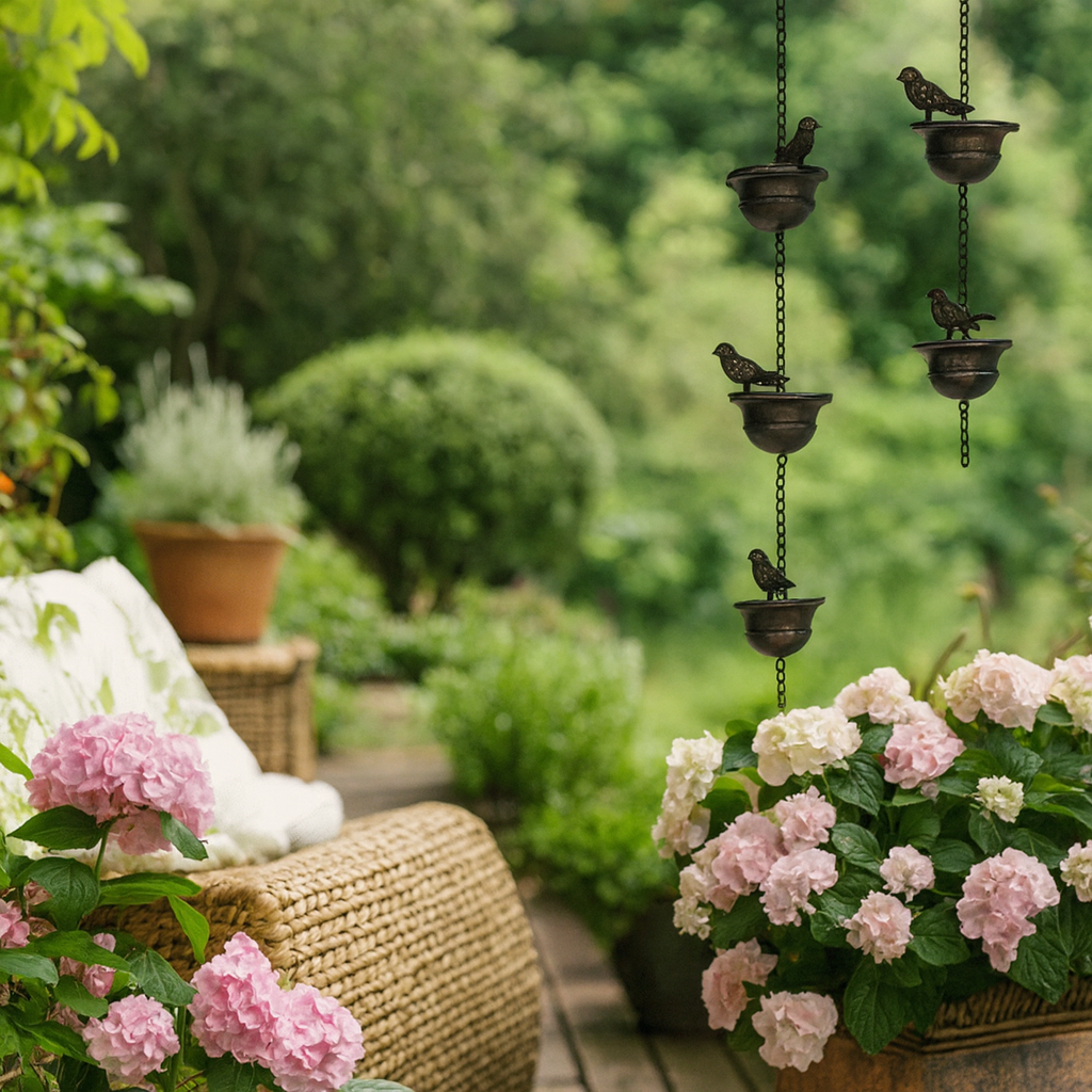 RainPerch – Bird Rain Chain for Garden Charm