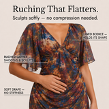 Elowen – Women's Watercolor Ruched Midi Dress