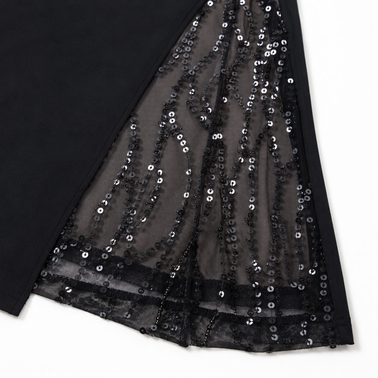 Soirée – Sequin Slit Maxi Dress with Convertible Square Neck