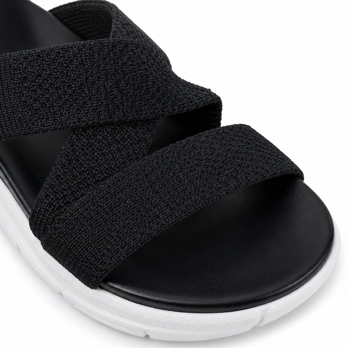 Veluna – Cushioned Stretch Knit Cross Strap Sandals for Women