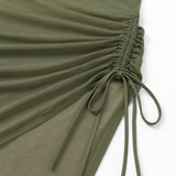 Solivia – High Waist 3-Piece Swim Set with Mesh V-Top, Ruched Skirt & Sheer Overlay