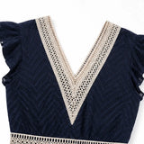 Solène – Crochet V-Neck Flutter Sleeve Summer Dress