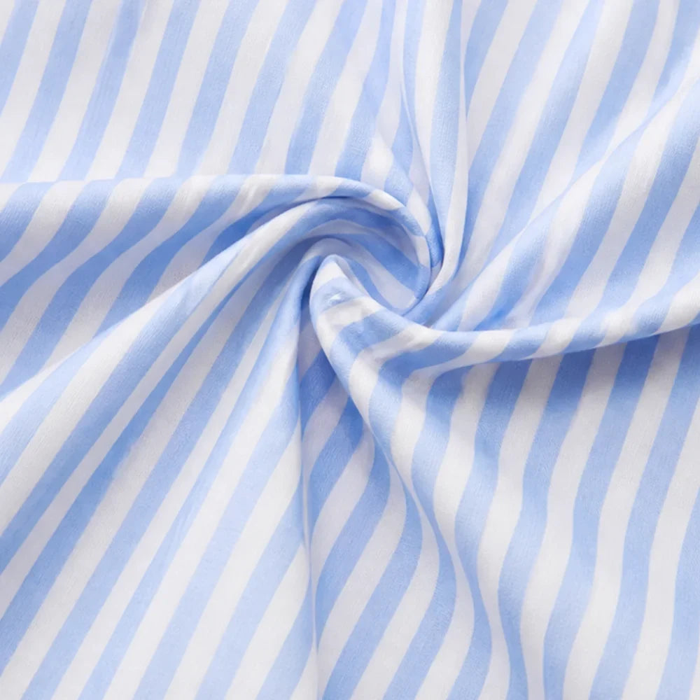 Marivelle – Striped V-Neck Tunic Dress with Pockets