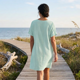 Lunavia – Women's Striped Button-Placket Mini Dress with Pockets