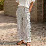 Marena – Striped Side-Button Cropped Summer Pants for Women