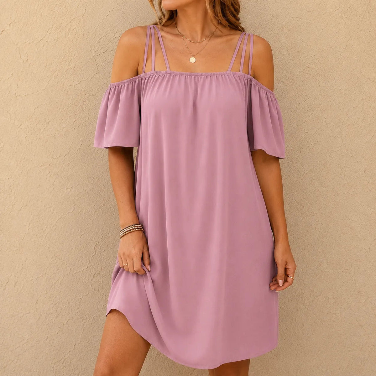 Wearbella – Off Shoulder Mini Dress with Flutter Sleeves