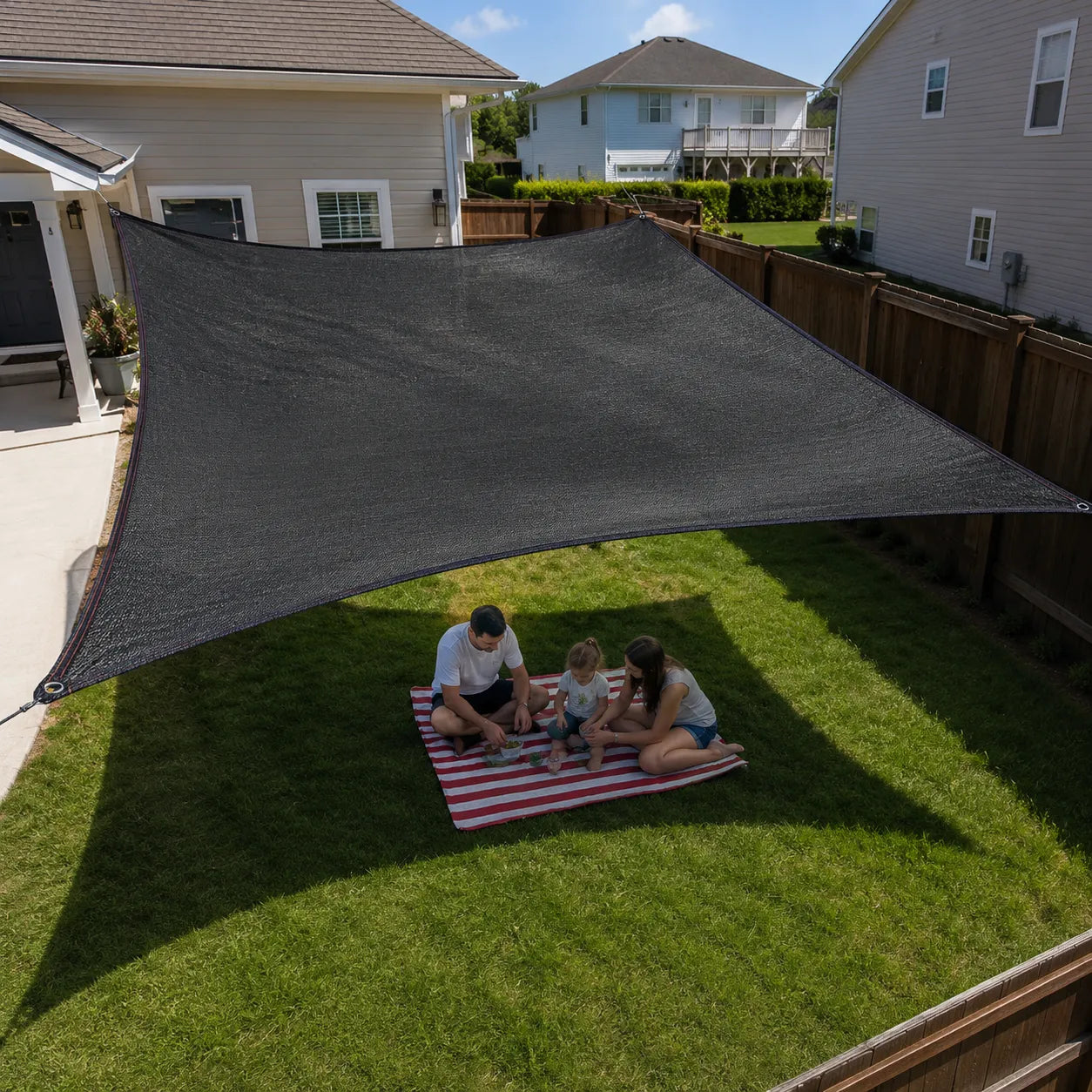 Shadehaven – HDPE Garden Shade Sail, UV-Blocking Mesh Canopy for Patio, Yard & Pergola