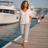 Marena – Striped Side-Button Cropped Summer Pants for Women