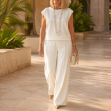 Appia Miceli – Cap Sleeve Top and Wide Leg Pants Set for Women