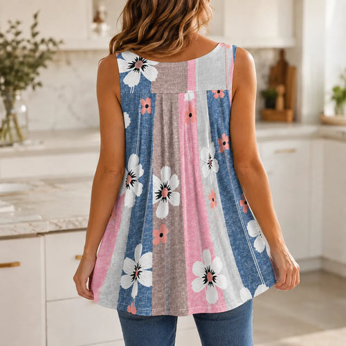 Bellavora – Pleated Square-Neck Swing Tank Top for Women