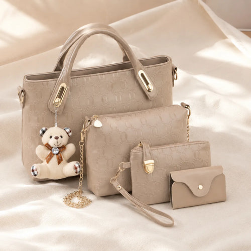 Belluna – 4-Piece Matching Handbag Set, Leather Tote Crossbody Pouch Card Holder
