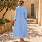 Costera – Flowy Pintuck Shirt Dress, Linen-look, Midi Length