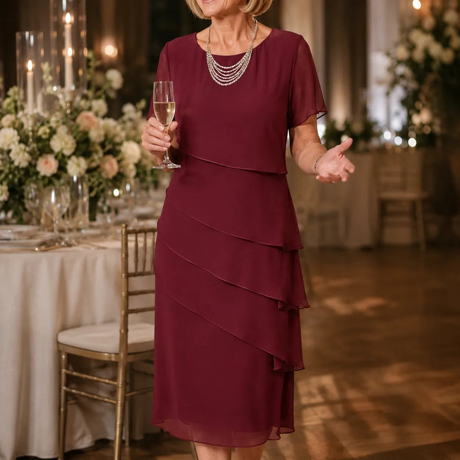 Florenza – Tiered Chiffon-like Midi Dress for Weddings and Events