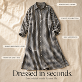 Harlowe – Gingham Button-Front Maxi Shirt Dress with Side Slits